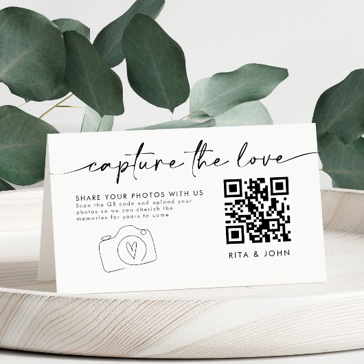 Minimalistische Capture The Love QR-code Gevouwen  Kaart