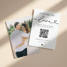 Minimalistische Capture the Love QR-foto-hart Visitekaartje