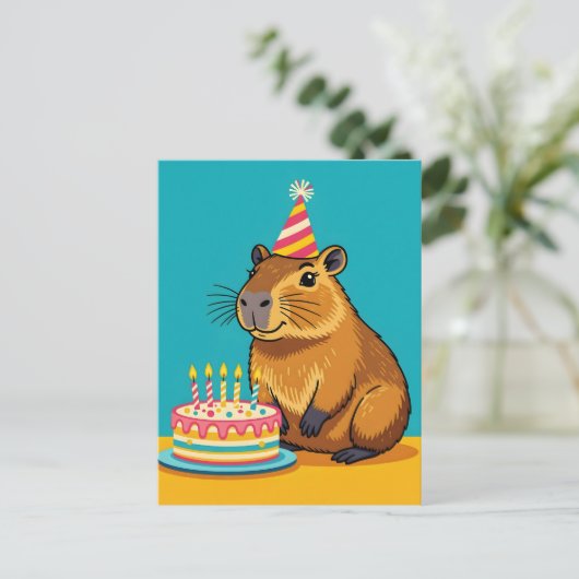 Minimalistische Capybara Verjaardag Briefkaart (Staand voorkant)