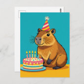 Minimalistische Capybara Verjaardag Briefkaart (Voorkant / Achterkant)