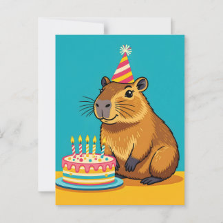 Minimalistische Capybara Verjaardag Briefkaart