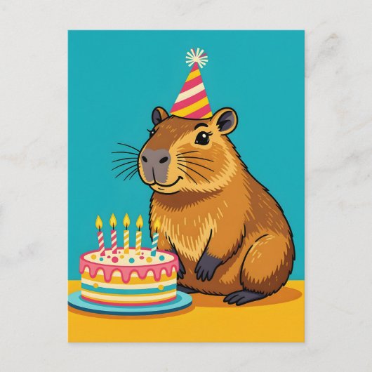 Minimalistische Capybara Verjaardag Briefkaart (Voorkant)