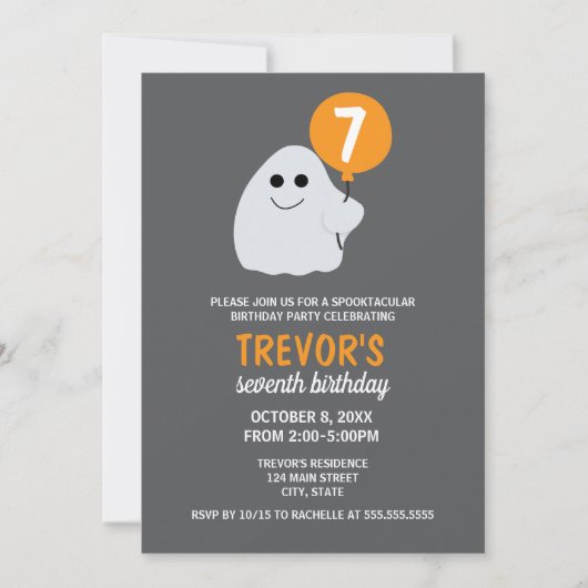 Minimalistische Cartoon Ghost Verjaardagsfeestje U Kaart (Voorkant)
