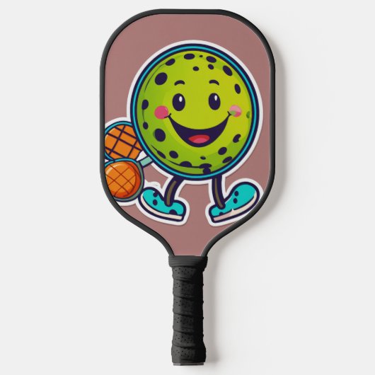 Minimalistische cartoon pickleball sticker met vro pickleball paddle (Voorkant)