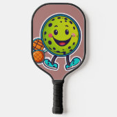 Minimalistische cartoon pickleball sticker met vro pickleball paddle (Achterkant)