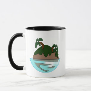 Minimalistische Cartoon Tropisch Eiland in de Ocea Mok