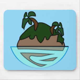 Minimalistische Cartoon Tropisch Eiland in de Ocea Muismat