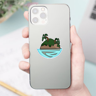 Minimalistische Cartoon Tropisch Eiland in de Ocea Sticker