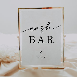 Minimalistische Cash Bar Trouwbord Poster