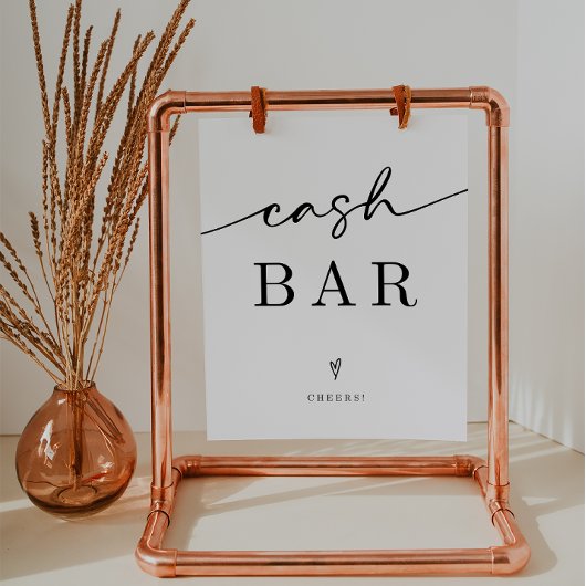 Minimalistische Cash Bar Trouwbord Poster