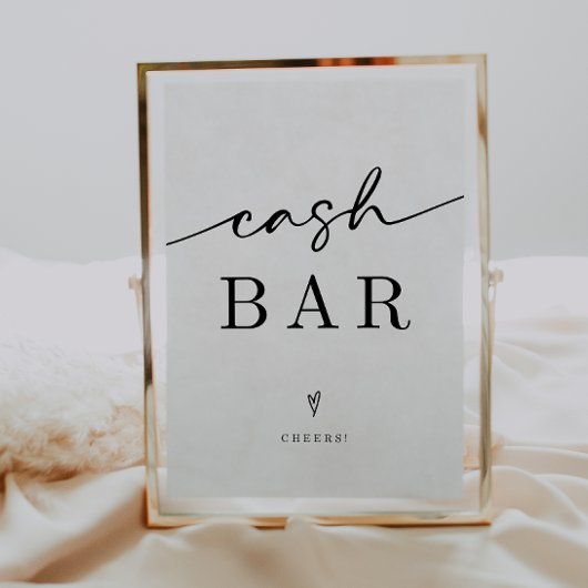 Minimalistische Cash Bar Trouwbord Poster
