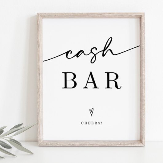 Minimalistische Cash Bar Trouwbord Poster