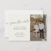 Minimalistische Casual Script Foto Bruiloft Save The Date (Voorkant)