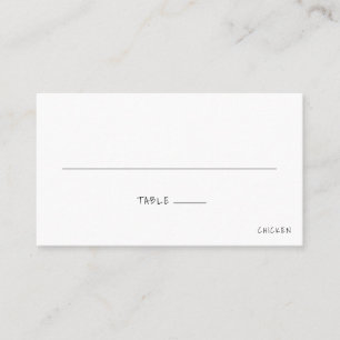 Minimalistische Casual Zwarte en Witte Eetmaal Huw Plaatskaartje