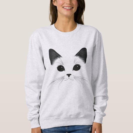 Minimalistische Cat Face Sweatshirt – Cat Lovers G (Voorkant)