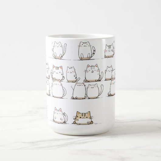 Minimalistische Cat Line Art - Elegant met de hand Koffiemok (Center)