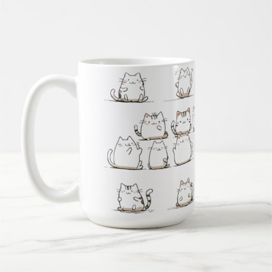 Minimalistische Cat Line Art - Elegant met de hand Koffiemok (Links)