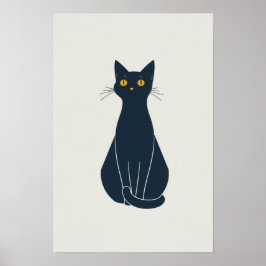 Minimalistische Cat Line Art – Elegante muurkunst Poster