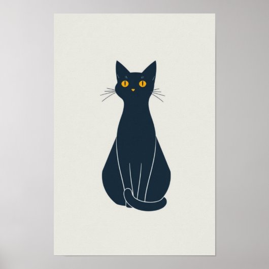 Minimalistische Cat Line Art – Elegante muurkunst  Poster (Voorkant)