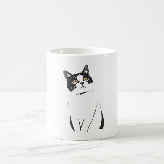 Minimalistische Cat Line Art Mok – Elegant & Moder (Center)