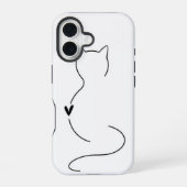 Minimalistische Cat Line Art Phone Case – Schattig iPhone 16 Hoesje (Achterkant)
