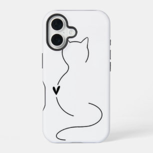 Minimalistische Cat Line Art Phone Case – Schattig iPhone 16 Hoesje