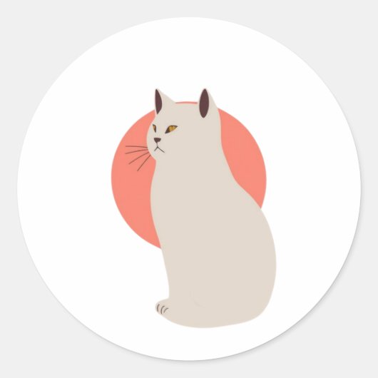 Minimalistische Cat Line Art Sticker – Stijlvol & (Voorkant)