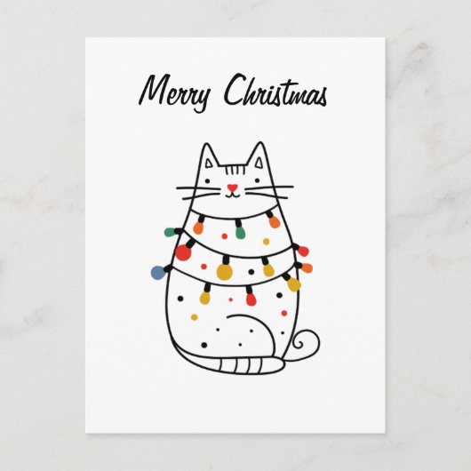 Minimalistische Cat Lover Christmas Kaart (Voorkant)