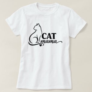 Minimalistische Cat Mama T-Shirt - Cute Line Art K
