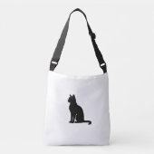 Minimalistische Cat Silhouette Canvas tas – Schatt (Voorkant)