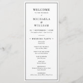 Minimalistische ceremonie en receptie bruiloft programmakaart (Voorkant)