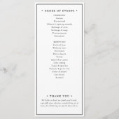 Minimalistische ceremonie en receptie bruiloft programmakaart (Achterkant)