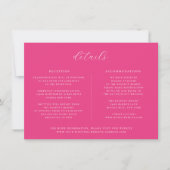 Minimalistische Cerise Roze Bruiloft Details Kaart (Voorkant)