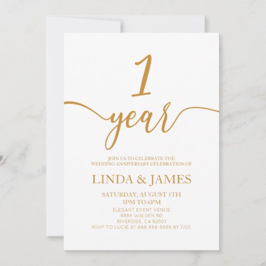 Minimalistische Champagne 1e bruiloft Jubileum Kaart (Voorkant)