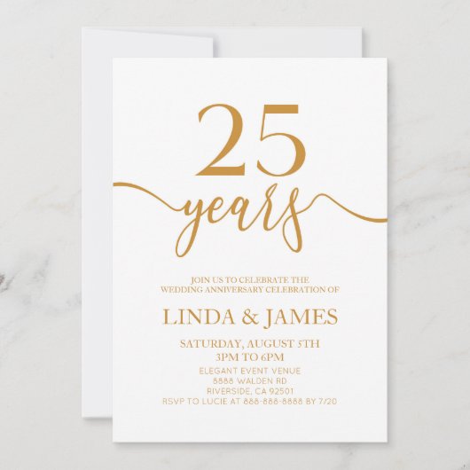 Minimalistische Champagne 25e bruiloft Jubileum Kaart (Voorkant)