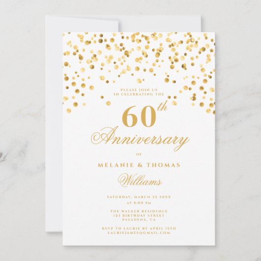 Minimalistische Champagne 60e bruiloft Jubileum Kaart (Voorkant)