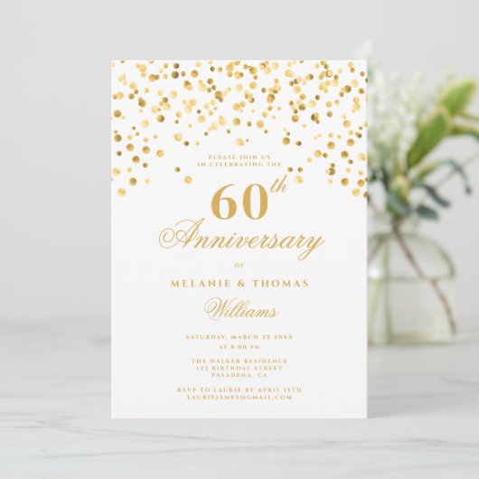 Minimalistische Champagne 60e bruiloft Jubileum Kaart (Staand voorkant)