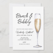 Minimalistische Champagne Brunch Bubbly Baby showe Kaart (Voorkant)