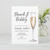 Minimalistische Champagne Brunch Bubbly Baby showe Kaart (Staand voorkant)