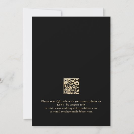 Minimalistische Champagne Gold Black QR-code Wedde Kaart (Achterkant)