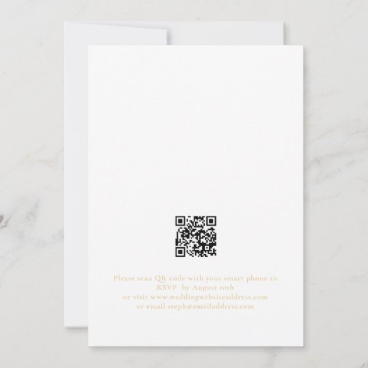 Minimalistische Champagne Gold QR-code bruiloft Kaart (Achterkant)