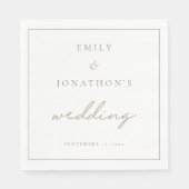 Minimalistische Champagne Gold Script bruiloft Servet (Voorkant)