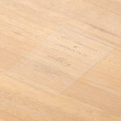 Minimalistische Champagne Goud Schrijven Trouwen Acryl Uitnodigingen (Laagn)