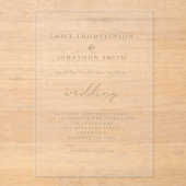 Minimalistische Champagne Goud Schrijven Trouwen Acryl Uitnodigingen (Voorkant)