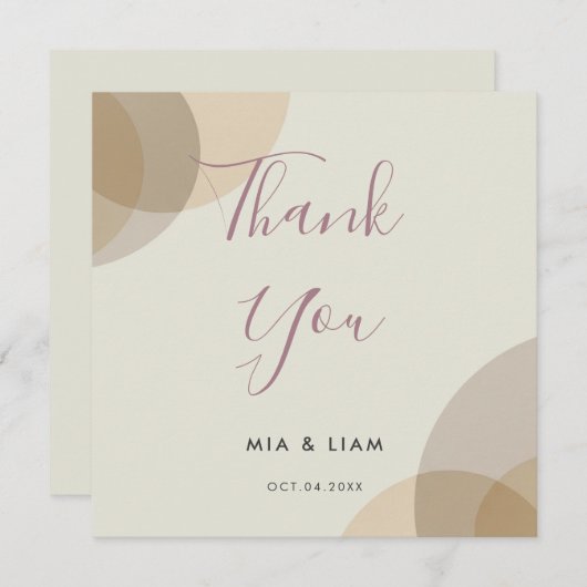 Minimalistische Champagne Ivoor Cirkels Huwelijk Bedankkaart (Voorkant / Achterkant)
