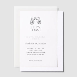 Minimalistische champagne koppel shower bruid vellum uitnodigingen