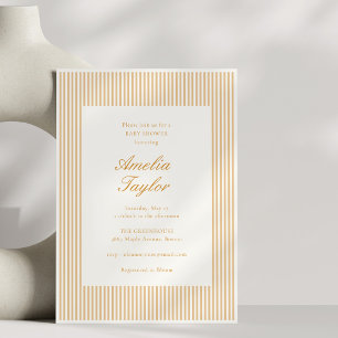 Minimalistische champagne streep klassieke baby sh kaart
