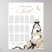 Minimalistische Champagne Toren Bruiloft Zitplaats Poster (Voorkant)