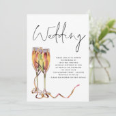 Minimalistische champagneglazen bruiloft kaart (Staand voorkant)