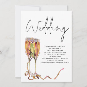 Minimalistische champagneglazen bruiloft kaart